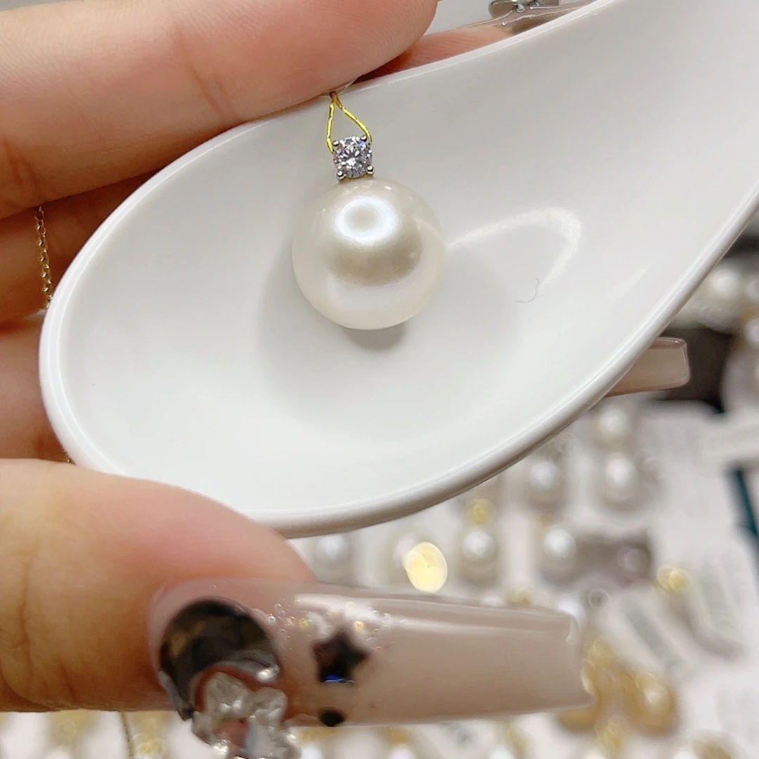 吊坠(不含链)银S925镶嵌淡水珍珠