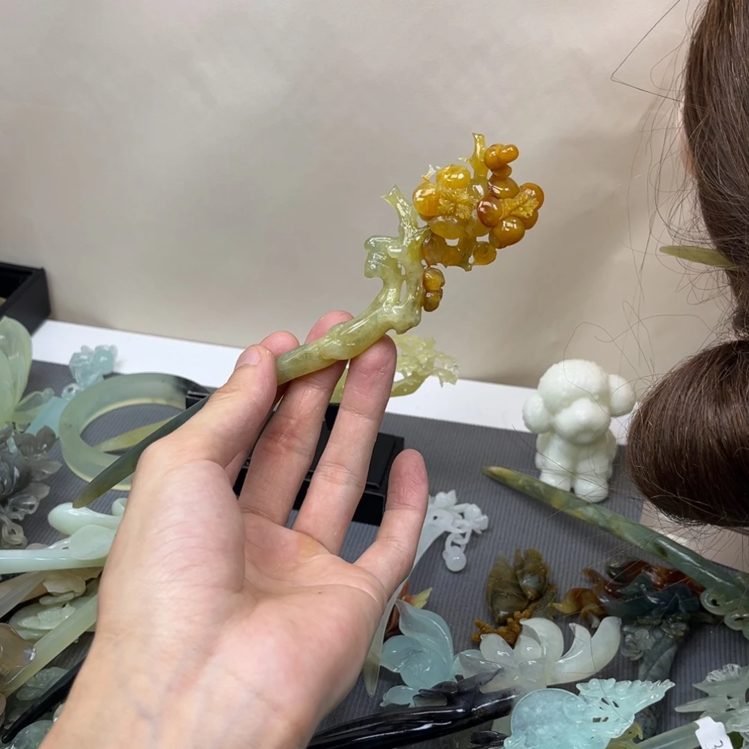 蛇纹石玉合金发饰