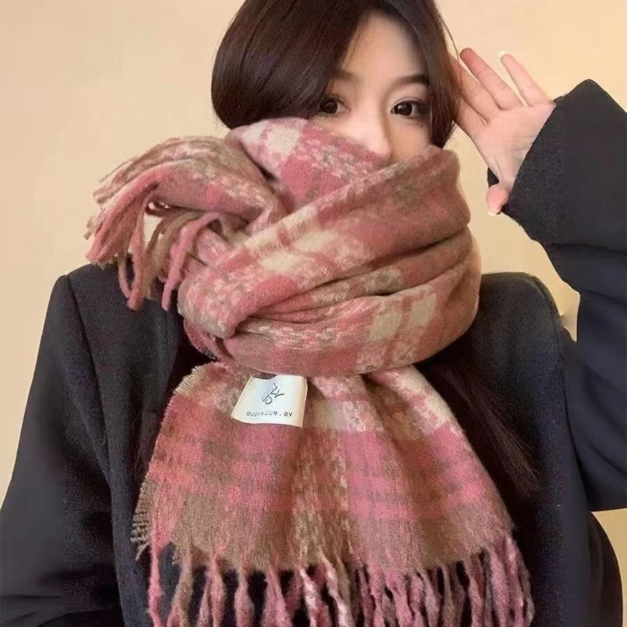 200-400休闲风民族风法式保暖围巾围脖学生流苏加厚网红百搭情侣