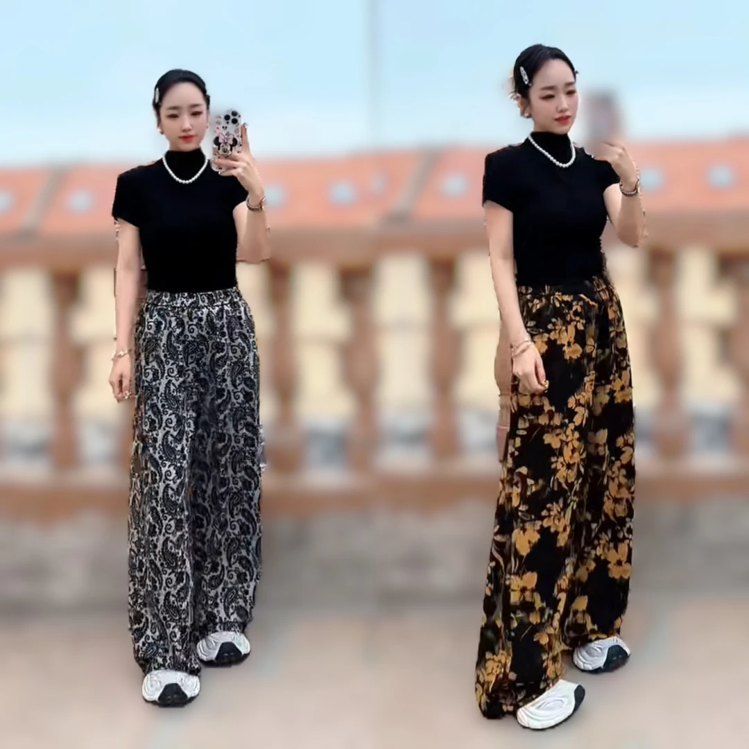 宋美人【经典百搭】大码时尚显瘦阔腿裤子2572