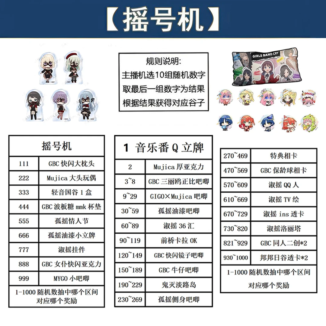 蜜蜂【摇号】GBC BanG Dream MYGO Mujica音乐番周边盲盒盲袋（代拆）