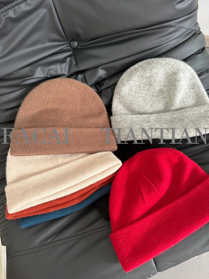 100澳洲羊毛针织堆堆帽外贸订单高品质百搭