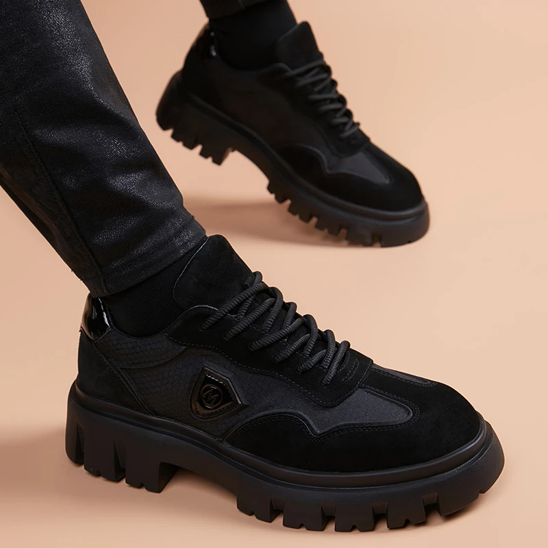 德训鞋男春季阿甘鞋厚底运动休闲板鞋百搭潮鞋子内增高休闲皮鞋男