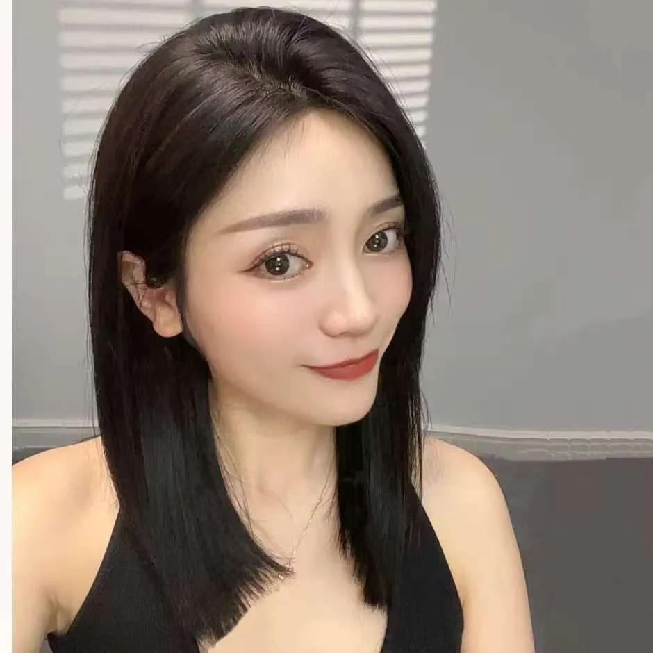 40cm生物膜皮肉感额头发际线超隐形无刘海全真人发丝头套气质百搭