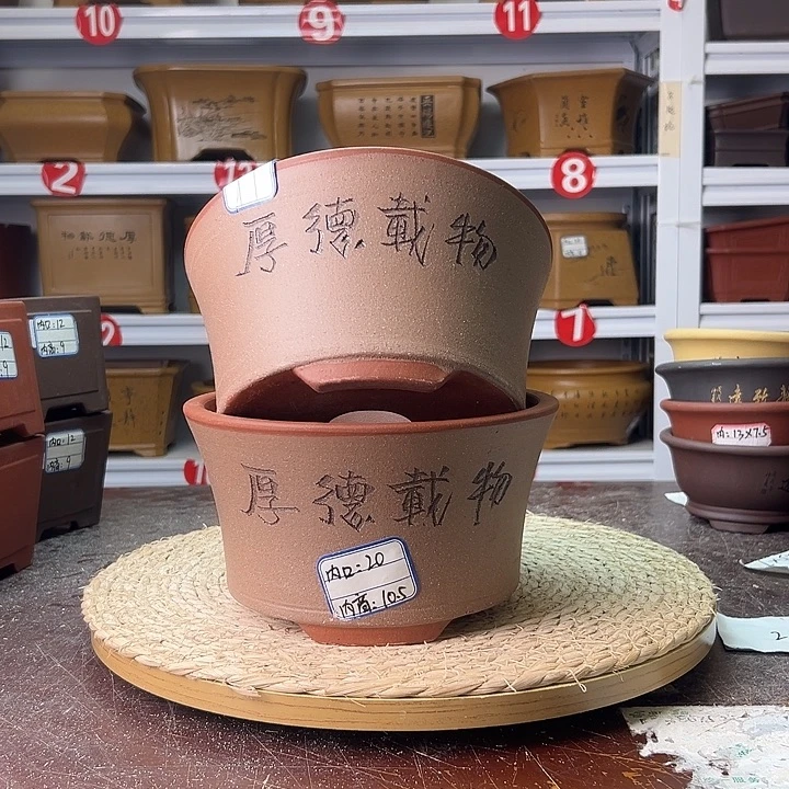 紫砂花盆蛇年大吉