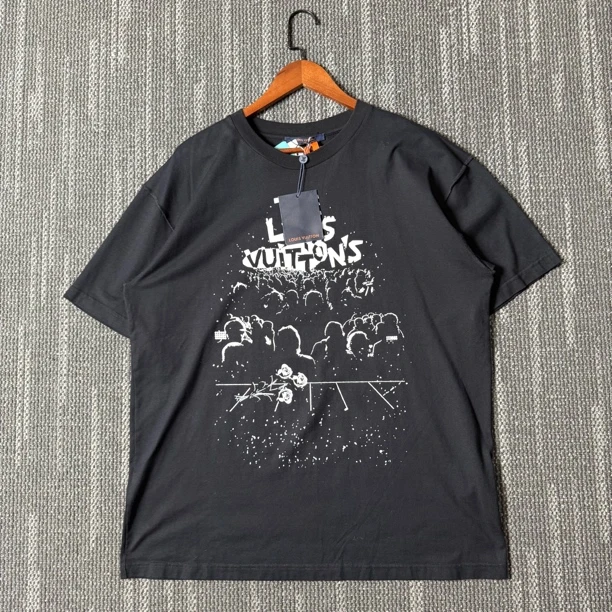 未使用 LouisVuitton/路易威登 字母印花纯色圆领短袖/XL码/7408