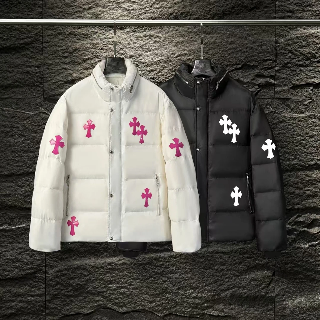 CB-2430-秋冬季新款高级感贴皮立领羽绒服