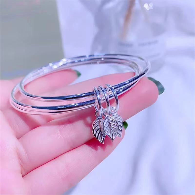 9999实心精品三生三世一叶暴富手镯 货号045