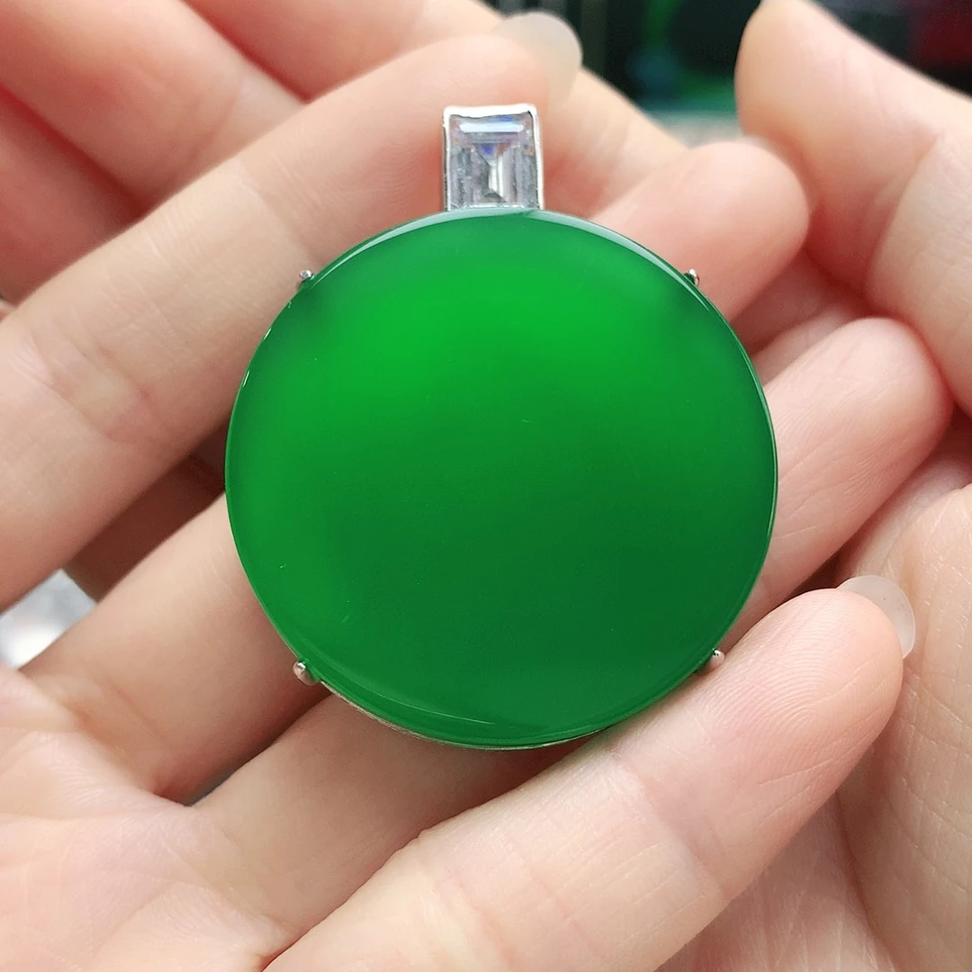 玛瑙/玉髓吊坠银S925镶嵌