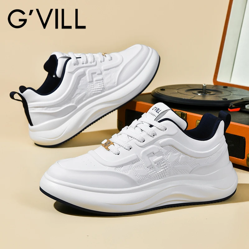 G'VILL/贵之步男鞋2025新款秋冬休闲鞋男士百搭时尚轻奢运动白鞋