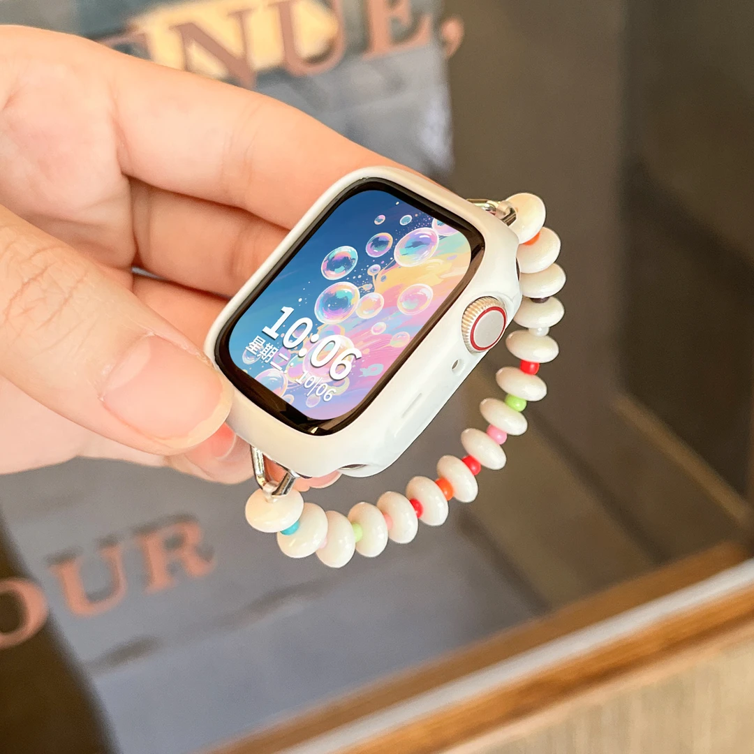 适用于iwatchS10苹果手表表带applewatchs9可爱糖豆百搭串珠腕带
