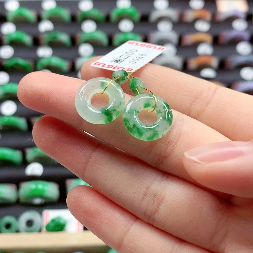 【闪购商品】翡翠戒指未镶嵌甜甜圈一对