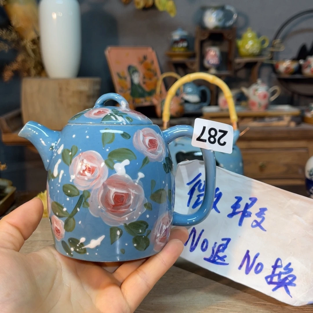 壶素浅陶瓷手工手绘