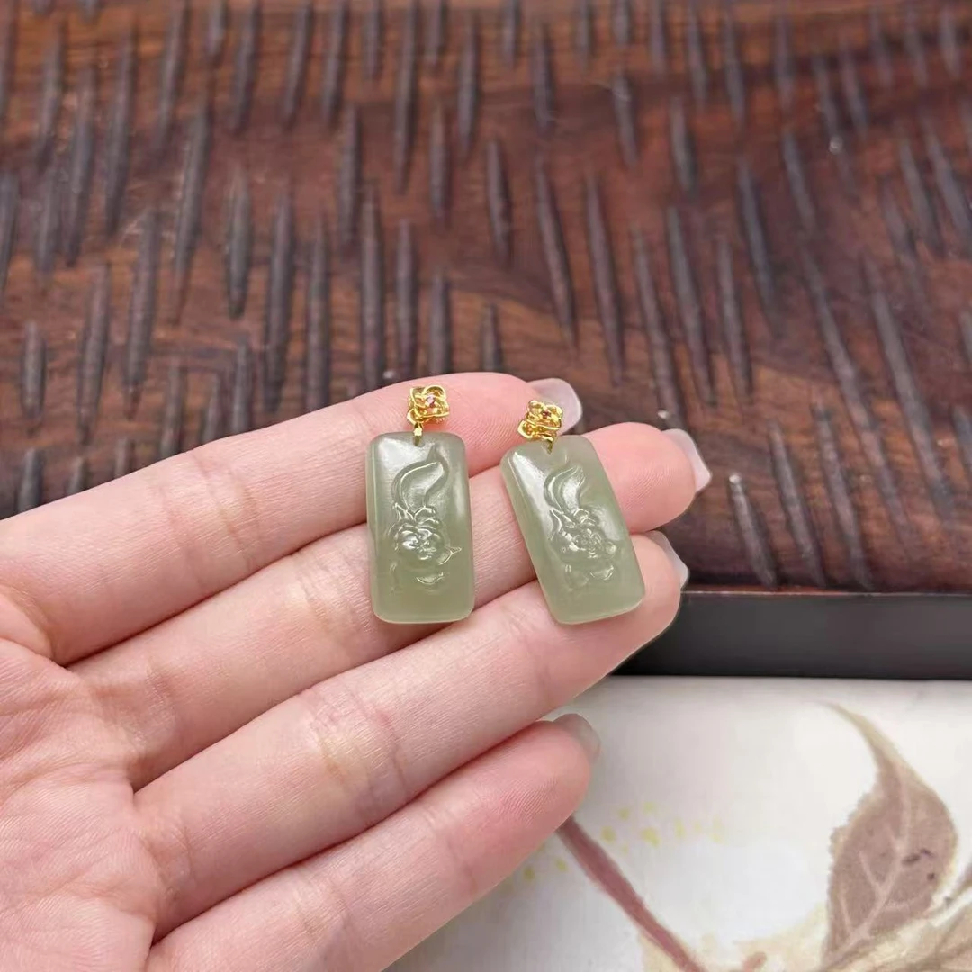 【北野珠宝】天然和田玉无事牌吊坠-B128H-207多样性发一21x11x4mm