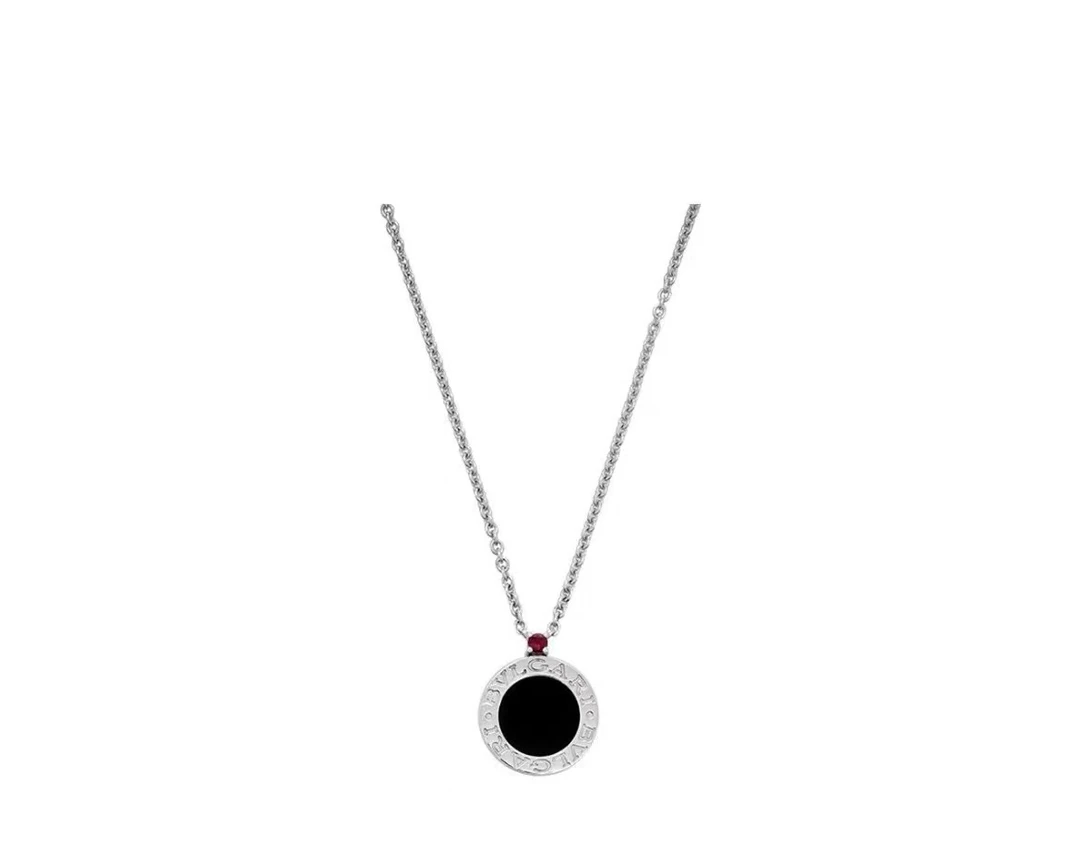 99新 BVLGARI/宝格丽 小红人慈善款黑陶瓷圆饼项链W49660
