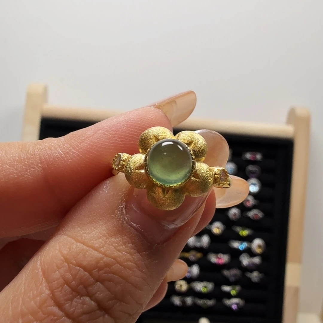 蛇纹石玉合金戒指
