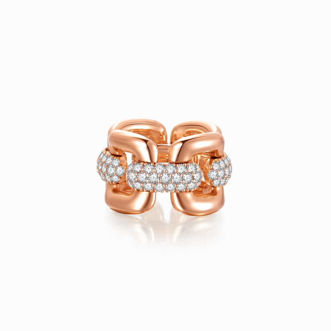 【HB华比】华比独家满钻软戒指气质轻奢金镶钻个性时尚简约小众