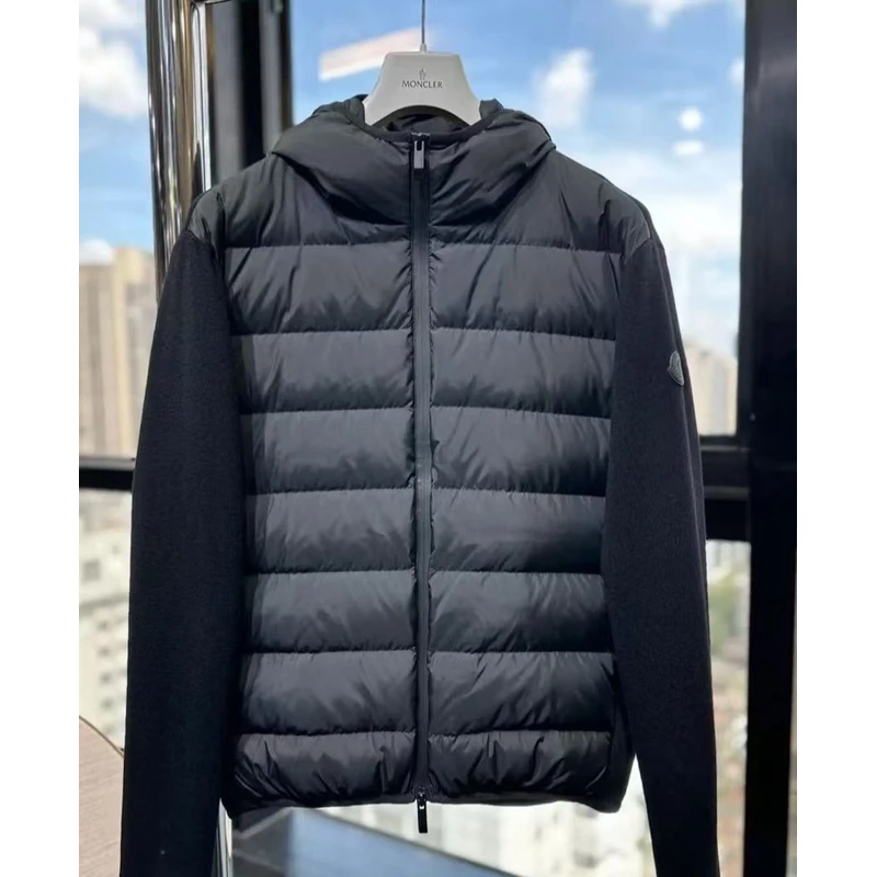 现货Moncler盟可睐 9B00010 95%羊毛针织拼接连帽羽绒服