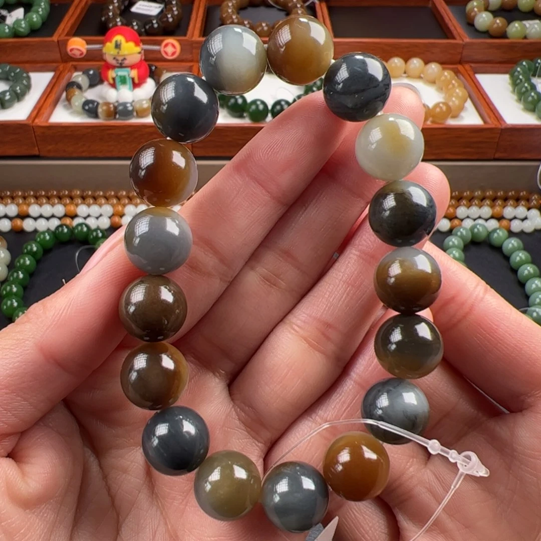 和田玉颗颗三色精品楼兰卡12未镶嵌