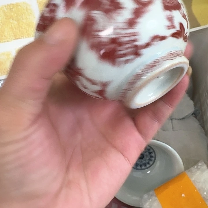 杯釉里红智圣出山大压手杯