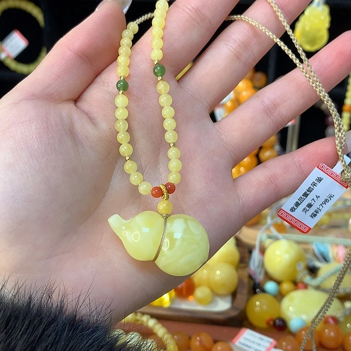 琥珀手链未镶嵌蜜蜡吊坠项链