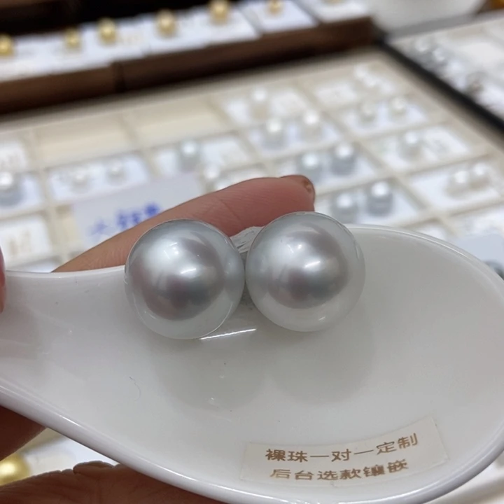 裸珠海水珍珠澳白银蓝16-17