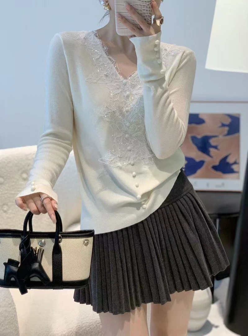 编号【001-100】秋季针织女装毛针织衫慵懒风V领春季秋冬衫
