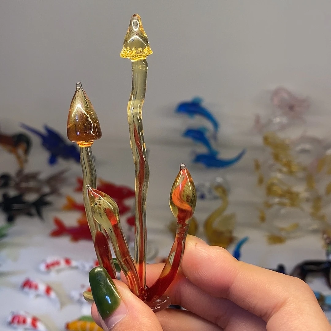 琉璃手工艺品四头蘑菇