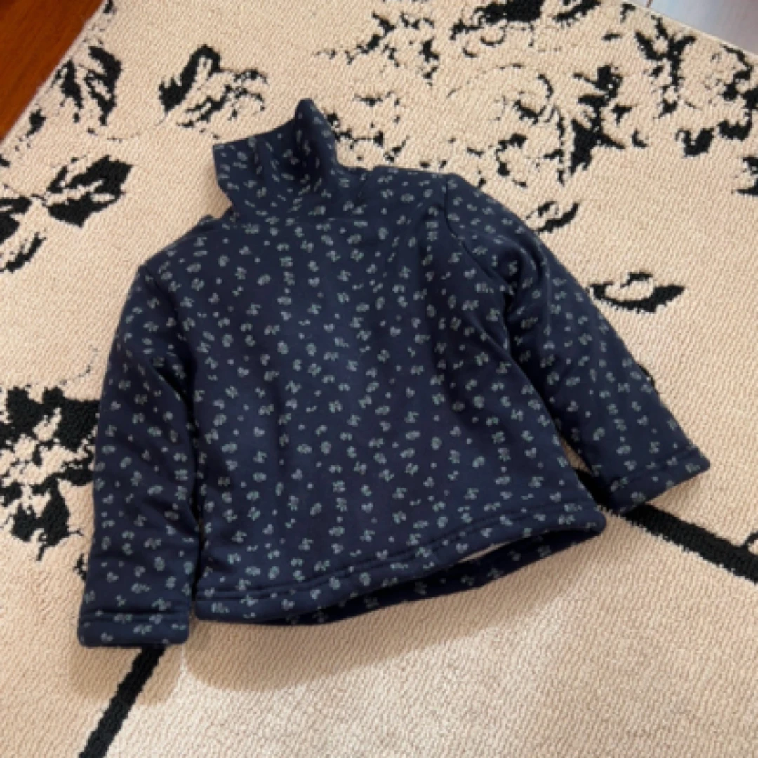 【编号P823】S63119-11-儿童高领碎花加厚打底衣藏蓝色-NomiRoom