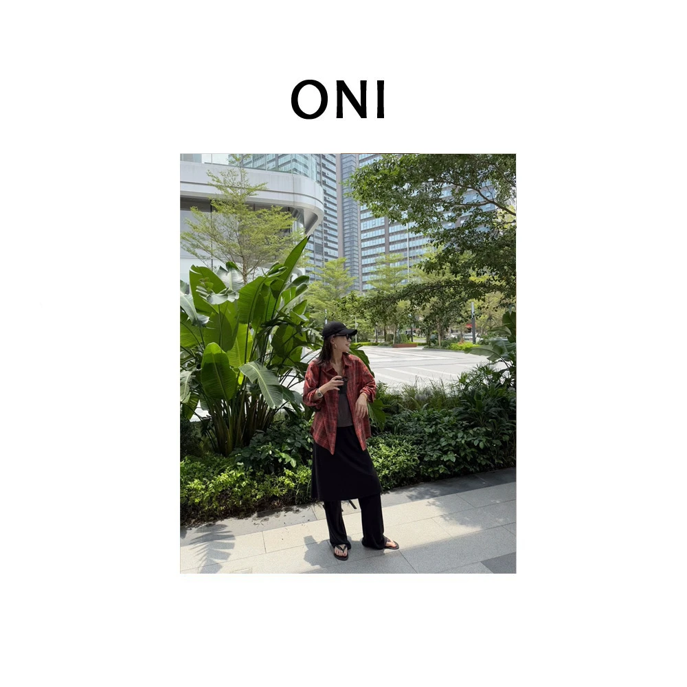 OUNI “ 云漫山岗 “ 东大门AT新款 ~ 安哥拉红格子衬衫