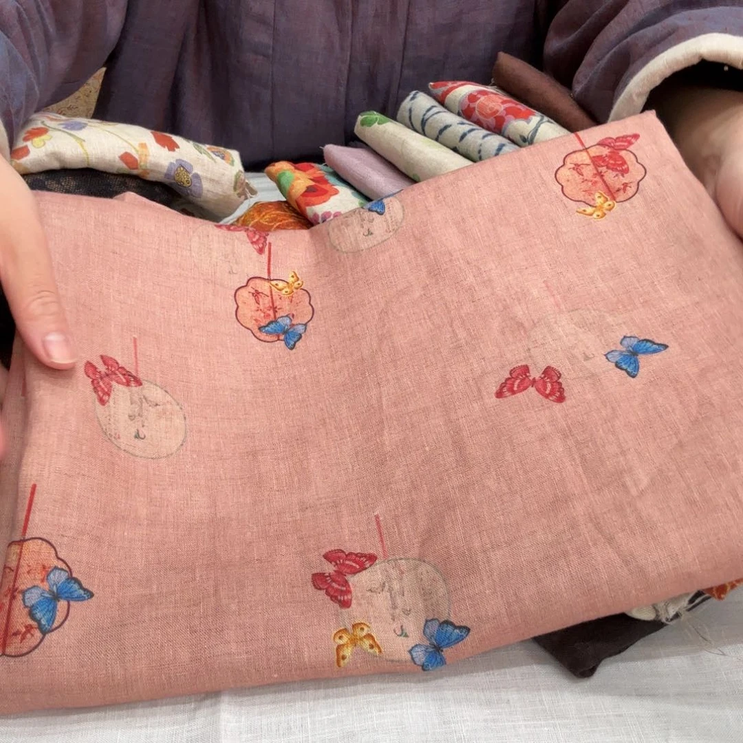 亚麻1米14支雨露麻蝴蝶团扇