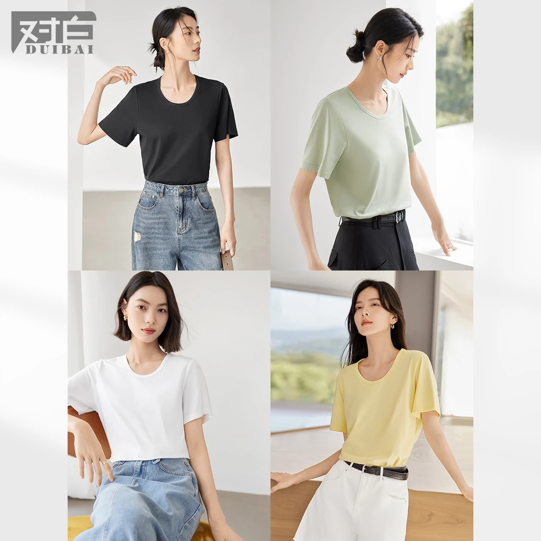 D01对白X凯伊莱文联名圆领印花短袖t恤女上衣EDT162