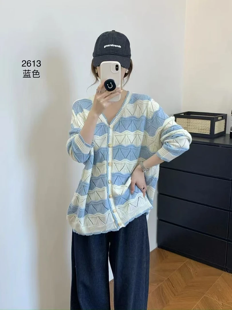 2613 高品质面料春款大码女装针织上衣