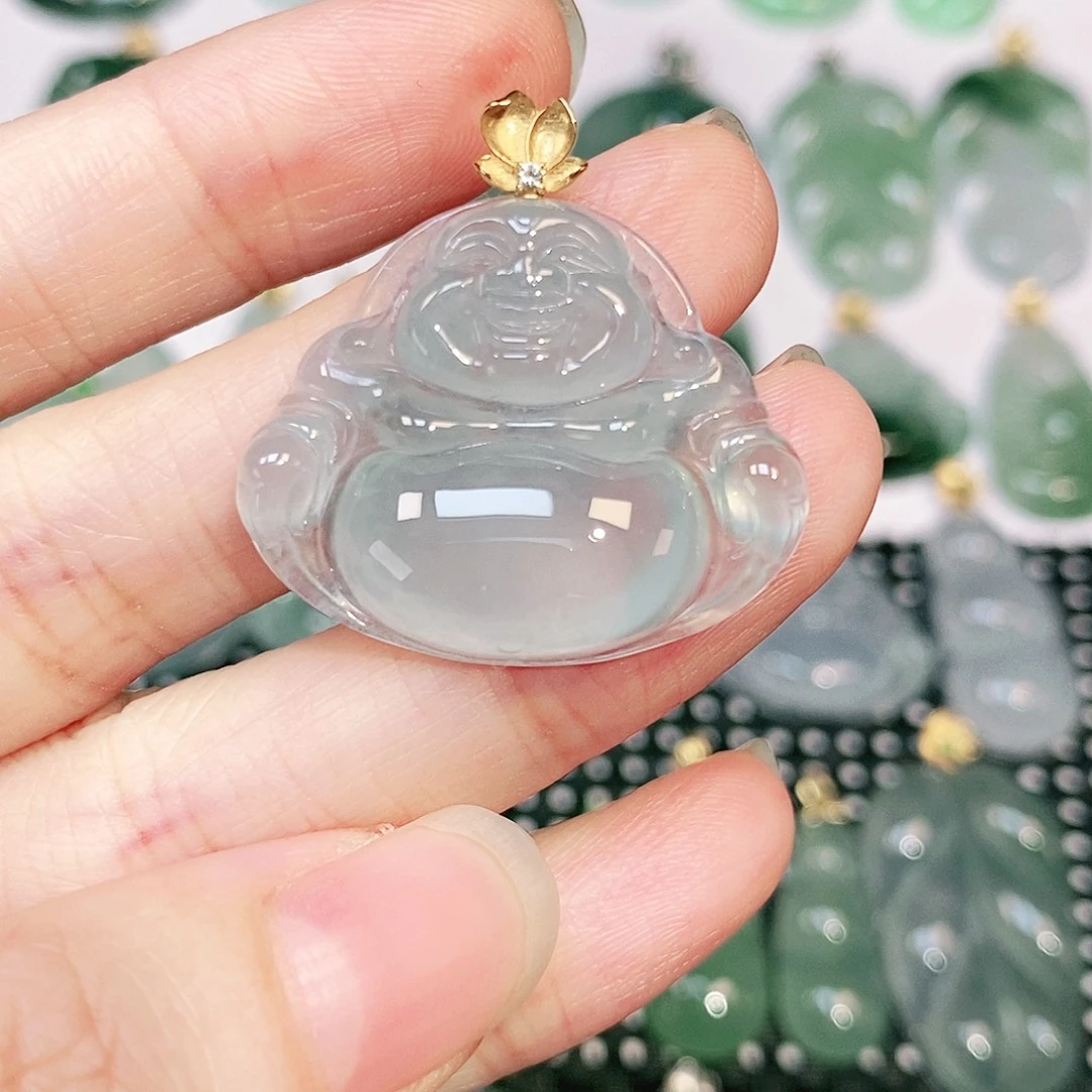 翡翠18K金镶嵌吊坠(不含链)