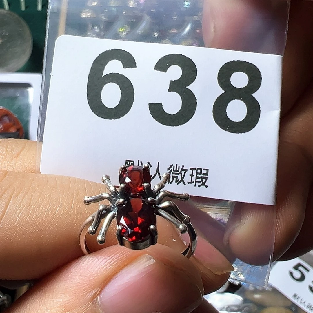石榴石戒指银S925镶嵌红**间