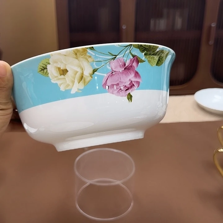 青花瓷8寸玫魂花面汤碗