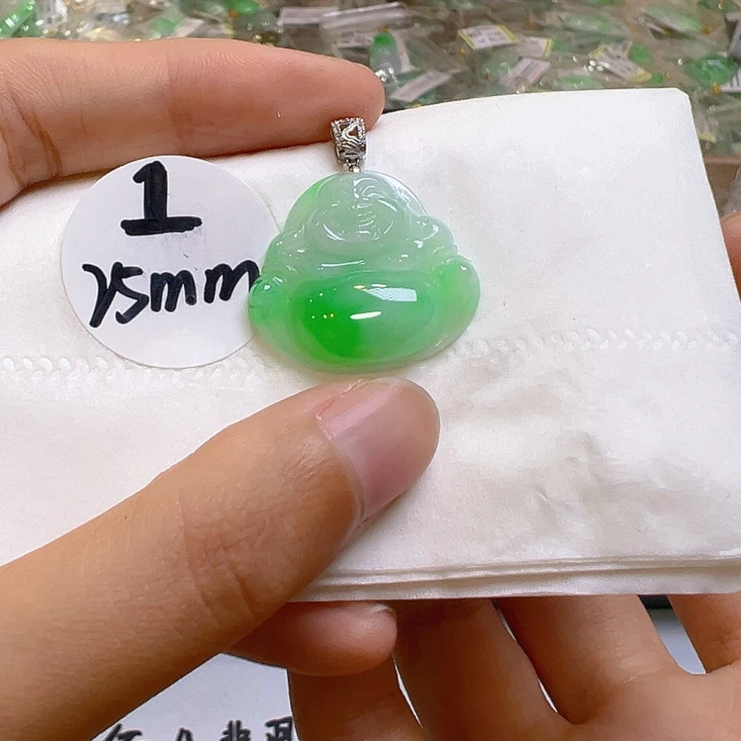翡翠18K金镶嵌吊坠(不含链)翡翠