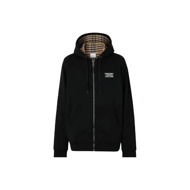 Burberry博柏利 纯色Logo字母休闲连帽卫衣 男款 黑色