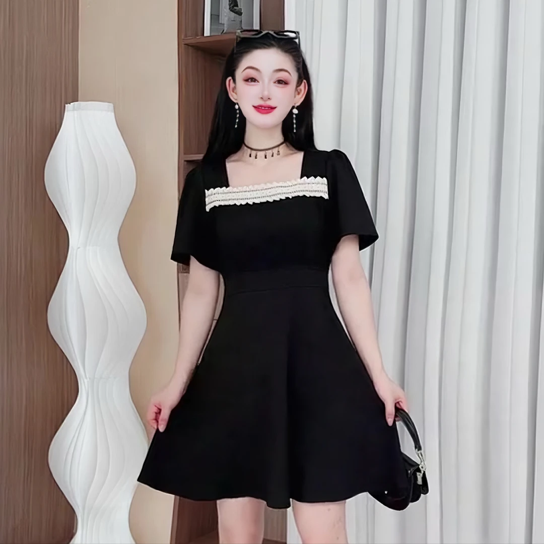 3610夏季高级感法式连衣裙提花洋气显瘦大码小黑裙超美超仙裙子