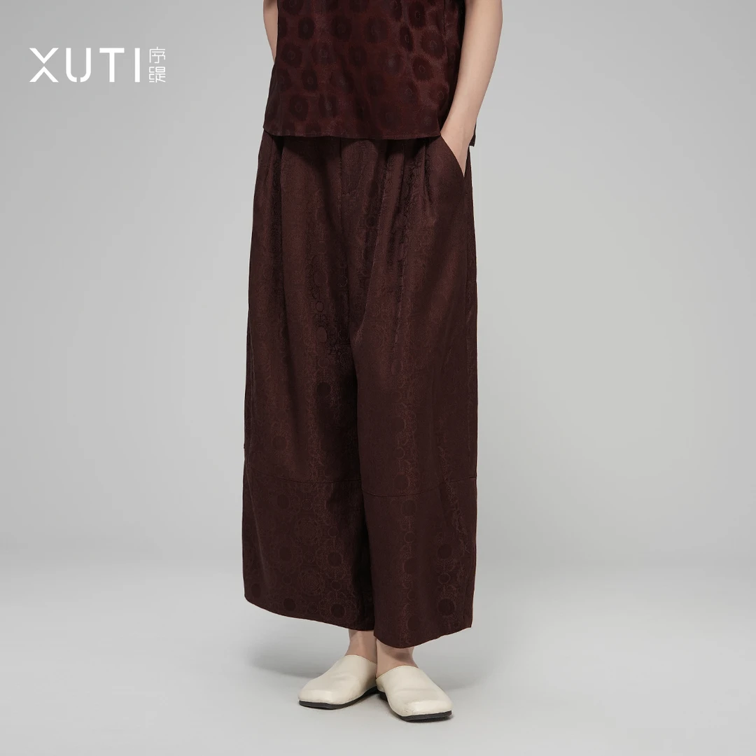 序缇秋季新款国风复古新中式女装绵羊毛裤子S22-18867