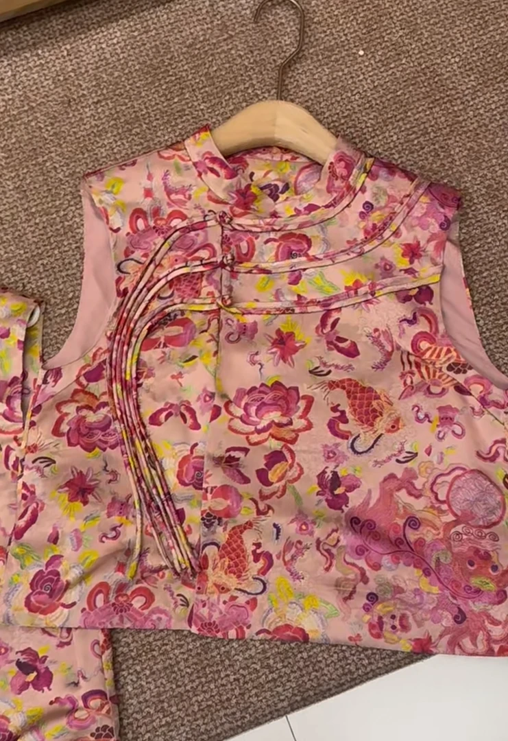 嘉嘉推荐#2582【夏季-薄款】国风左侧盘扣流苏马甲