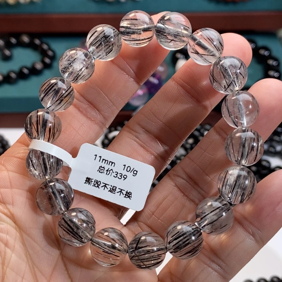 水晶手串未镶嵌339黑发晶入门款11mm顺发