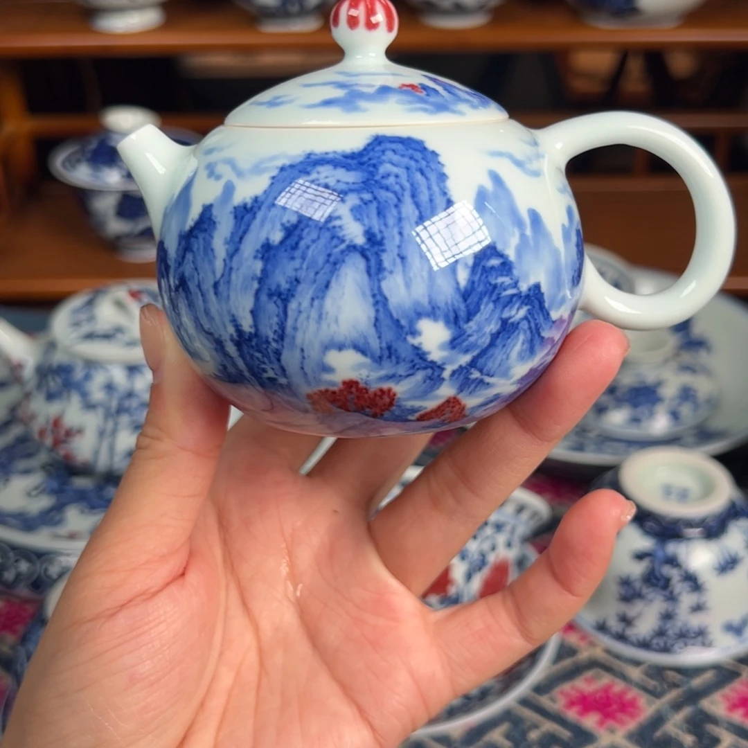 阳春白雪夏山图茶壶