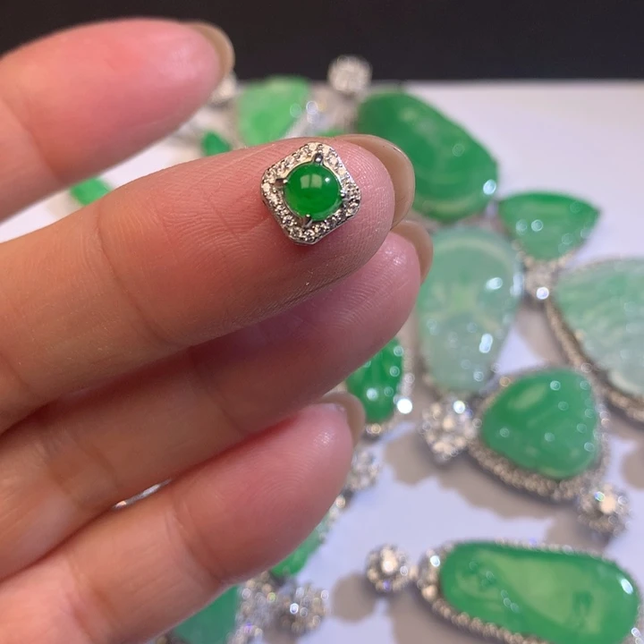 翡翠银S925镶嵌套链蛋面