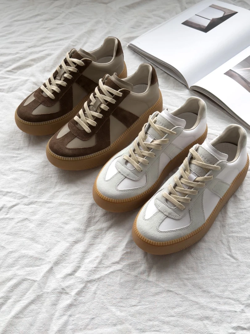 [双12预订]时尚百搭拼接厚底增高德训鞋运动鞋运动小白鞋