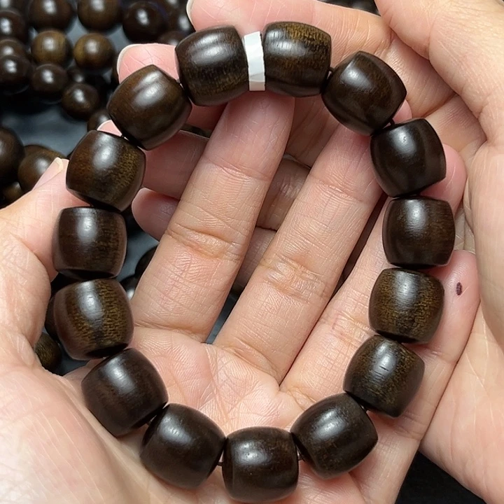 沉香手串海*白棋玉化