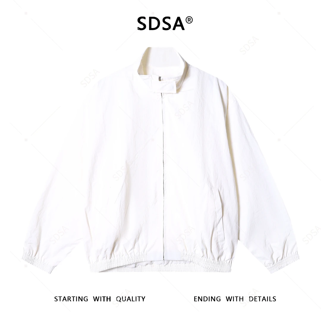 SDSA男士秋冬新款痞帅男装宽松潮流纯色拉链立领夹克外套简约百搭