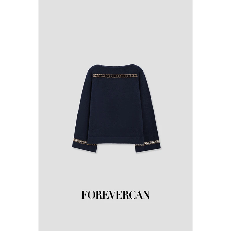 FOREVERCAN“康朋街31号”小香手工链条镂空针织上衣 MY3963