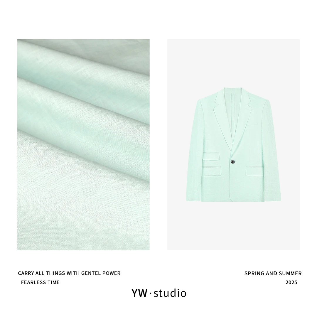 YUWEI/定制 高智感100%亚麻一粒扣老钱风西装外套 CYPM25051