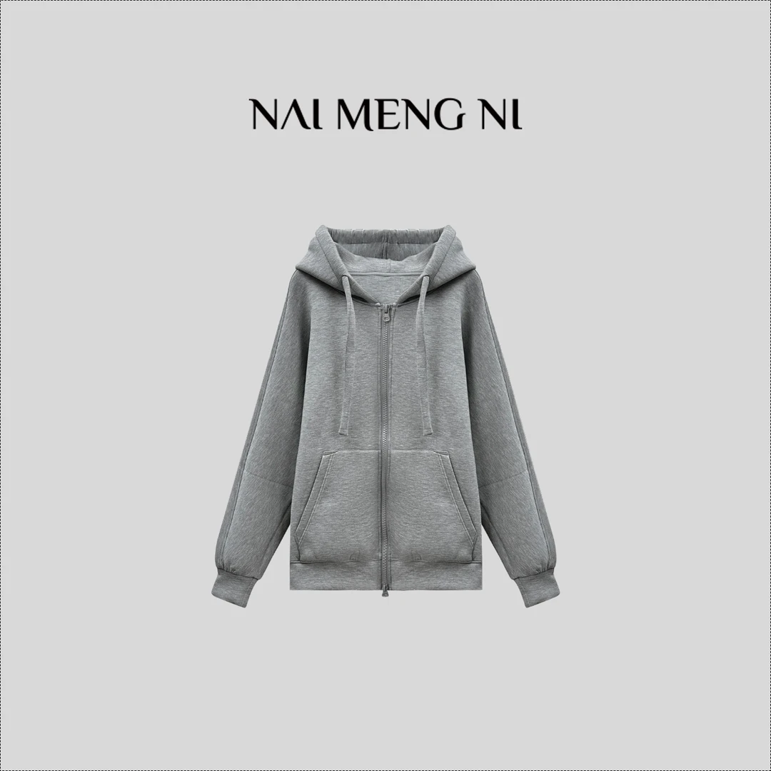 【齐齐】长袖运动休闲百搭灰色潮流带帽时尚宽松 26N95124